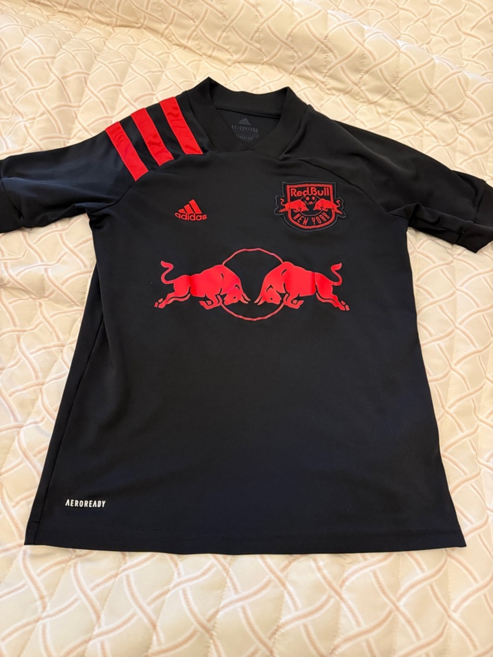 Red Bull adidas Kids Black & Red RB Leipzig Style Soccer Jersey